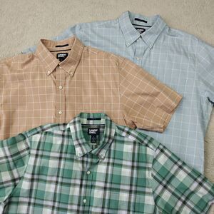 Lands End Short Sleeve Shirt Bundle Men's L 16-16 1/2 Twill Traditional Fit 3 pc